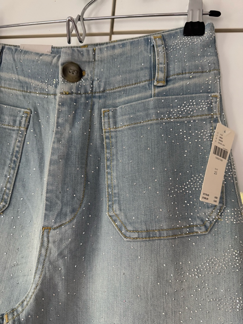 NWT Size 25 - Maeve Colette Sparkle High-Rise Wide-Leg Cropped Jeans (US$ 178)
